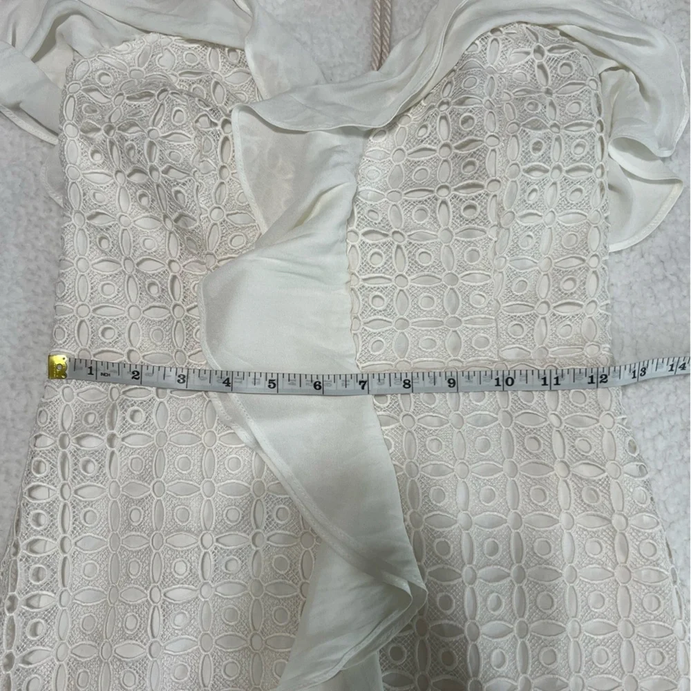 The Jetset Diaries Calloway Lace Ruffle Mini Dress White XS Halter EUC